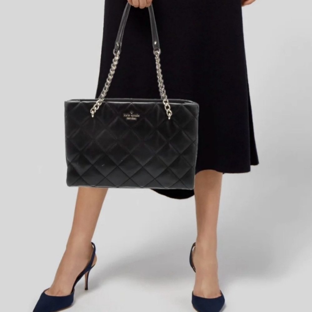 KATE SPADE Emerson Place Allis Black Quilted Leather Chain Shoulder Bag